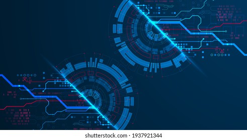 Abstract half-circle technology circuit board. Communication concept.