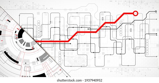 Resumen de la tarjeta de circuito de tecnología de semicírculo. Concepto de comunicación.