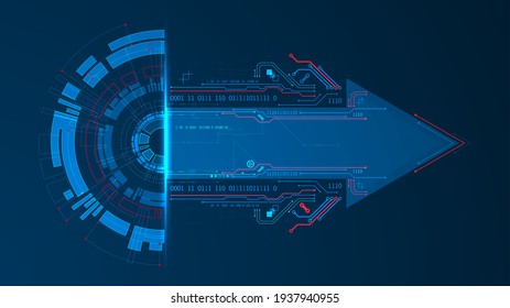 Resumen de la tarjeta de circuito de tecnología de semicírculo. Concepto de comunicación.