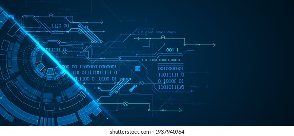 Abstract half-circle technology circuit board. Communication concept.