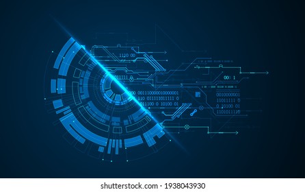 Resumen de la tarjeta de circuito de tecnología de semicírculo. Concepto de comunicación.