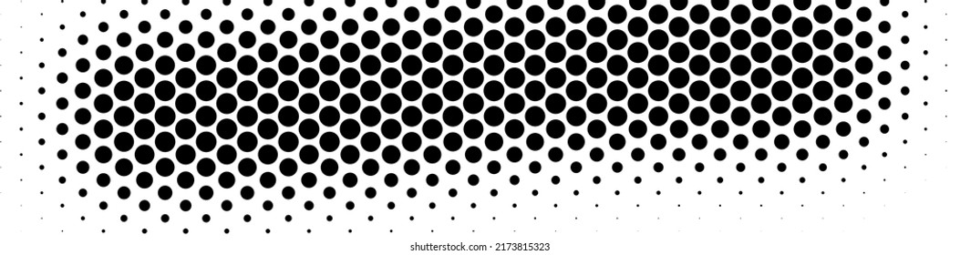 Abstract halfton background. A wave of black dots on a white background. The pattern is chaotic