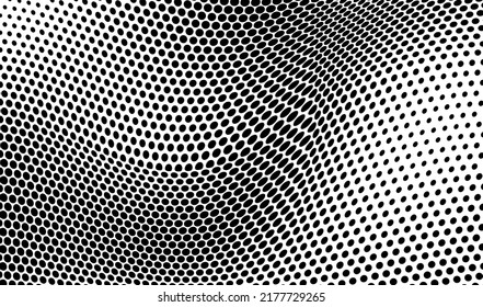 Abstract halfton background. A wave of black dots on a white background. The pattern is chaotic