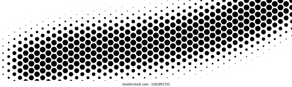 Abstract halfton background. A wave of black dots on a white background. The pattern is chaotic