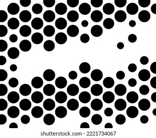 Abstract halfton background. A wave of black dots on a white background. The pattern is chaotic