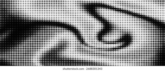 Fundo de halfton abstrato. Uma onda de pontos pretos sobre um fundo branco. O padrão é caótico. Ilustração de vetor