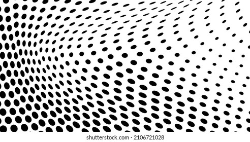 Resumen de la textura de halfton en blanco y negro. Un patrón caótico de puntos sobre un fondo blanco. Vector de textura óptica moderna de arte pop para afiches, tarjetas de visita, cubiertas, diseños de etiquetas, pegatinas
