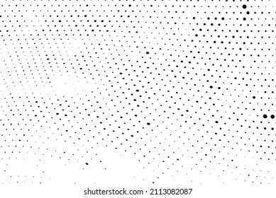 Abstract halfton texture in black and white. A chaotic pattern of dots on a white background. Vector modern optical texture of pop art for posters, business cards, covers, label layouts, stickers