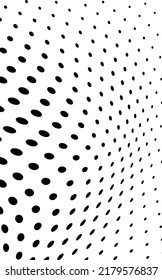 Abstract halfton texture in black and white. A chaotic pattern of dots on a white background. Vector modern optical texture of pop art for posters, business cards, covers, label layouts, stickers