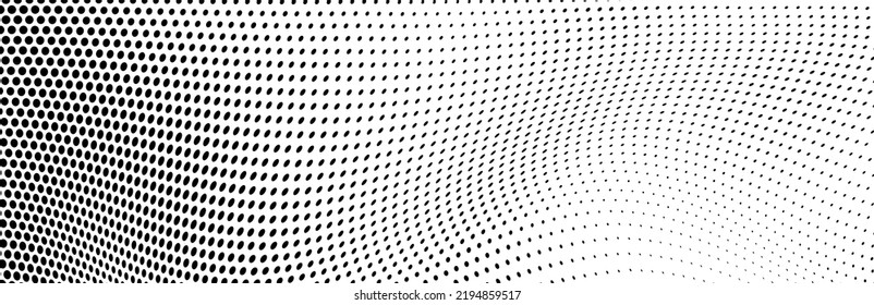 Abstract halfton texture in black and white. A chaotic pattern of dots on a white background. Vector modern optical texture of pop art for posters, business cards, covers, label layouts, stickers