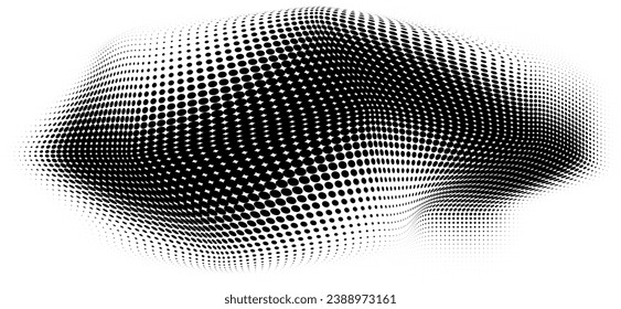 Resumen de la textura de halfton en blanco y negro. Un baile caótico de puntos. Fondo monocromo