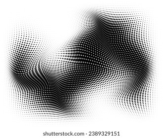 Resumen de la textura de halfton en blanco y negro. Un baile caótico de puntos. Fondo monocromo