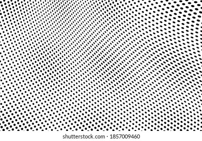 Abstract halfton wave texture. Black dots dance chaotic background. Template for printing on wrapping paper, fabric. Vintage grunge for poster