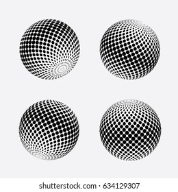 Abstract halftone 3d sphere design. Halftone ball, Halftone graphic and vector concept.