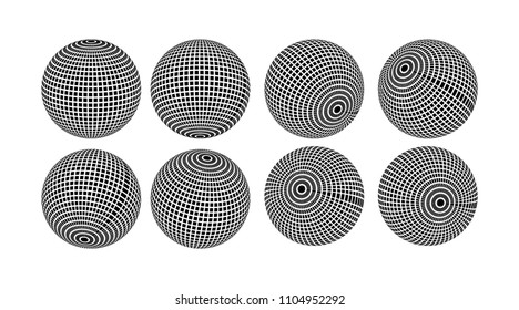 Abstract halftone 3D spheres.Halftone vector design elements.