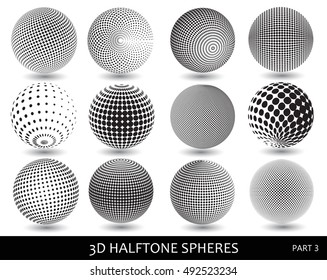 Abstract halftone 3D spheres.Halftone vector design elements.