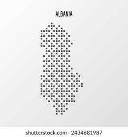 Mapa abstracto de Albania en semitono aislado sobre fondo blanco. Ilustración de vector