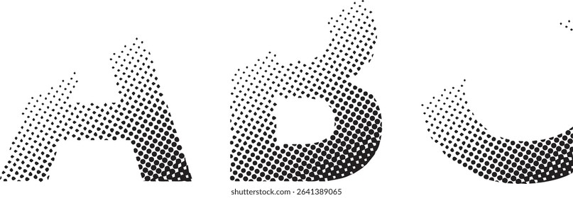 Abstract halftone alphabet letters abc design