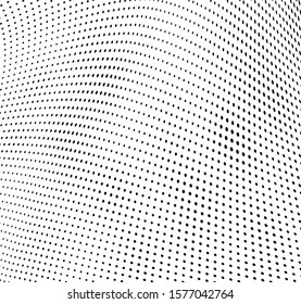 Abstract halftone background. Art texture of dots. Chaotic waves. Monochrome vintage backdrop. Black and white vector surface