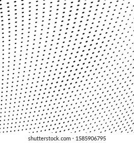 Abstract halftone background. Art texture of dots. Chaotic waves. Monochrome vintage backdrop. Black and white vector surface