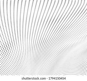 Abstract halftone background. Art texture of dots. Chaotic waves. Monochrome vintage backdrop. Black and white vector surface