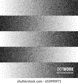 Abstract Halftone Background with Black Dots. Vector Dotwork Illustration. Stipple pattern for design.