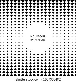 Abstract halftone background. Black and white triangle pattern.