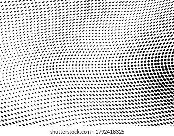 Abstract halftone background. Black and white texture of dots. Ink drops on white. Monochrome pattern