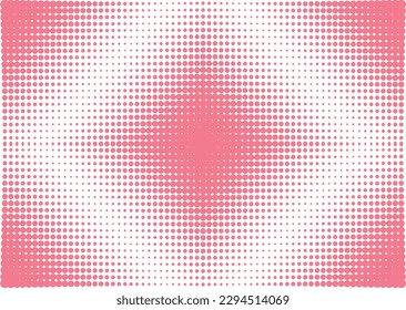 Abstract halftone background by beige pink dots on a white. Simple illusion vector graphic pattern