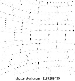 Abstract halftone background. Chaotic vector pattern of black dots on white. Modern style for printing and design creation