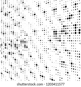 Abstract halftone background. Chaotic vector pattern of black dots on white. Modern style for printing and design creation