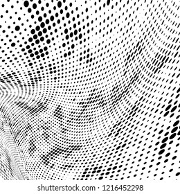 Abstract halftone background. Chaotic vector pattern of black dots on white. Modern style for printing and design creation