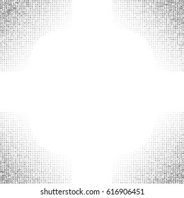 Abstract halftone background with characters. Monochrome pattern letters.  Vector modern futuristic texture for posters, sites, business cards, postcards, interior design, labels and stickers.