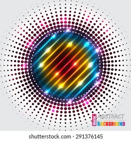 Abstract halftone background design with rainbow colors bursting