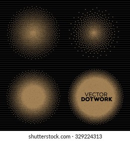 Abstract Halftone Background. Dotwork Circle Banner. Vector Illustration.