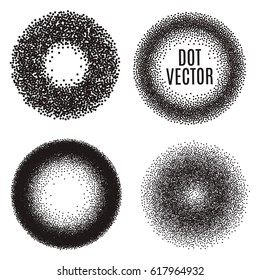 Abstract Halftone Background. Dotwork Circle Banner. Vector Illustration.