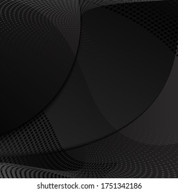Abstrakter Halftone-Hintergrund. Halftone Element auf schwarzem Hintergrund. Modernes Geometrisches Motion Design-Muster. Vektorgrafik 