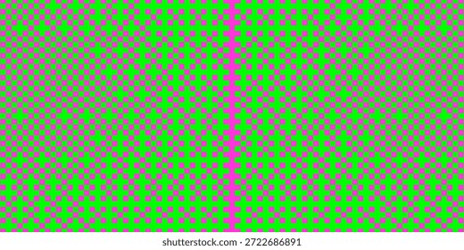 Fundo de meio-tom abstrato com um padrão quadrado geométrico com uma combinação de cor de neon arrojada de verde brilhante e magenta.