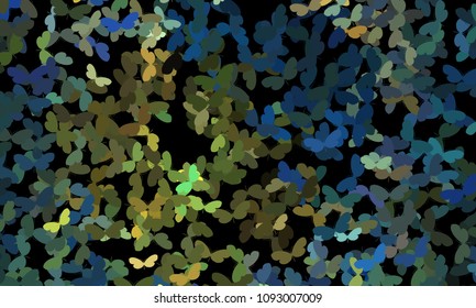 Abstract halftone background with flying butterflies. Vector clip art.