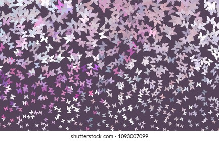 Abstract halftone background with flying butterflies. Vector clip art.
