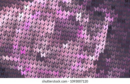 Abstract halftone background with flying butterflies. Vector clip art.