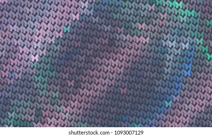 Abstract halftone background with flying butterflies. Vector clip art.