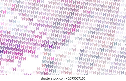 Abstract halftone background with flying butterflies. Vector clip art.