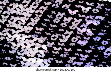 Abstract halftone background with flying butterflies. Vector clip art.