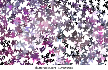 Abstract halftone background with a lot of flying butterflies. Vector clip art.
