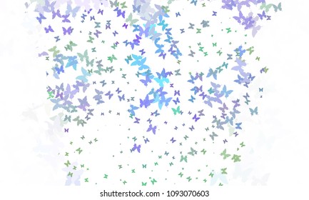 Abstract halftone background with a lot of flying butterflies. Vector clip art.