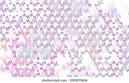 Abstract halftone background with a lot of flying butterflies. Vector clip art.