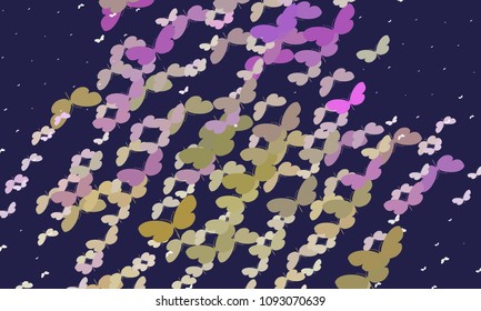 Abstract halftone background with a lot of flying butterflies. Vector clip art.