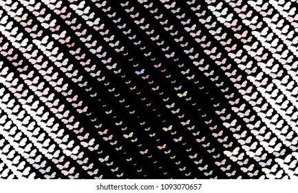 Abstract halftone background with a lot of flying butterflies. Vector clip art.