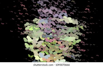 Abstract halftone background with a lot of flying butterflies. Vector clip art.